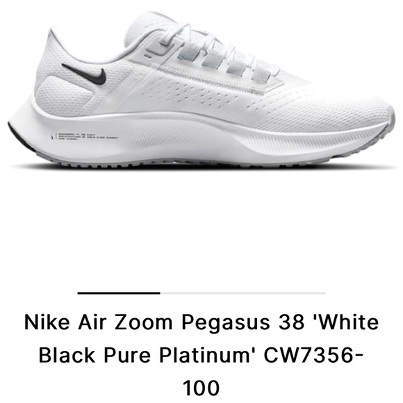 Nike Air Zoom Pegasus 38 \'White Black Pure Platinum\' CW7356-100 main image 5